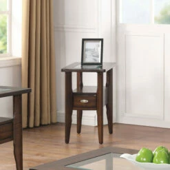 Best deal 🎉 Qui Transitional Walnut Glasstop Side Table By Furniture Of America 🛒