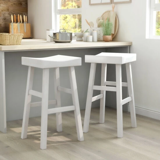 Cheap 👍 Furniture Of America Howler Farmhouse 29" Saddle Stool (Set Of 2) Antique White ❤️ - Image 3