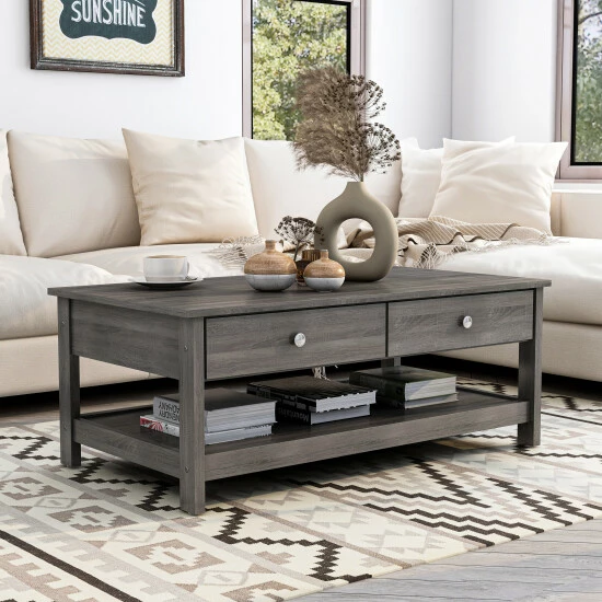 New 🛒 Furniture Of America Aranda Rustic Grey 43-inch 1-shelf Coffee Table ✔️