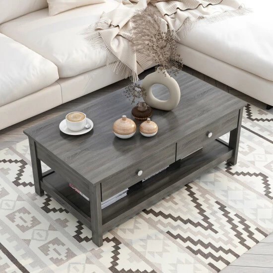 New 🛒 Furniture Of America Aranda Rustic Grey 43-inch 1-shelf Coffee Table ✔️ - Image 2