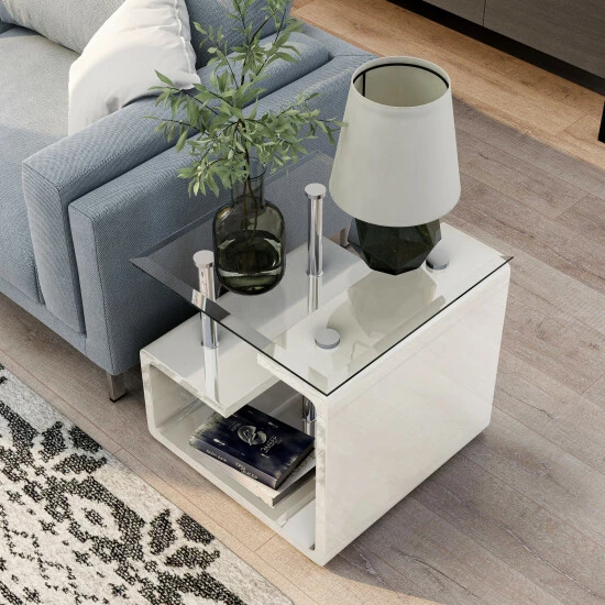 Promo 🎉 Furniture Of America Rost Contemporary White 24-inch 2-shelf Side Table 💯 - Image 2