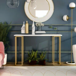 Hot Sale π Furniture Of America Deeanne Contemporary 47-inch Faux Marble Sofa Table Black β€οΈ