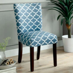 Buy ⌛ Furniture Of America Monterey Quatrefoil Pattern Accent Chair (Set Of 2) Blue 🧨