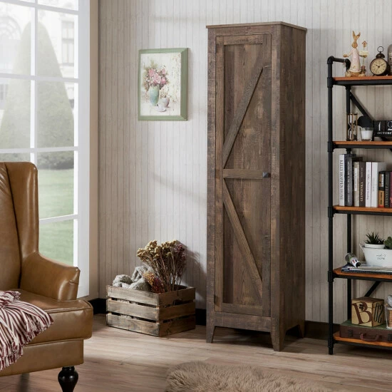 Buy 🧨 Furniture Of America Bres Rustic Oak 4-shelf Bookcase Cabinet ⌛ - Image 2