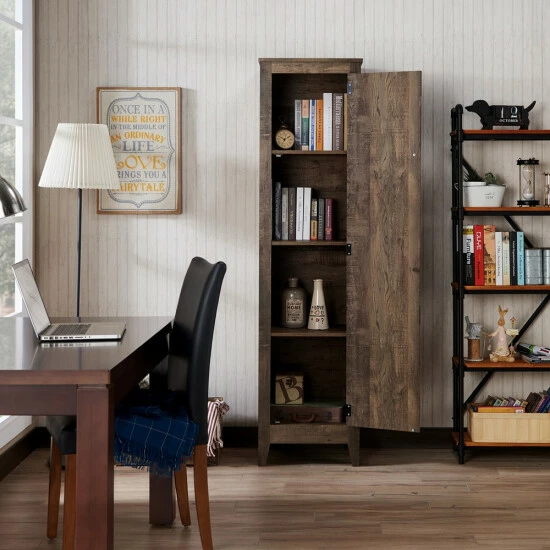 Buy 🧨 Furniture Of America Bres Rustic Oak 4-shelf Bookcase Cabinet ⌛ - Image 3