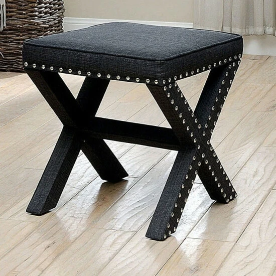 Outlet β Furniture Of America Kyon Traditional Linen X-shaped Ottoman Light Grey π