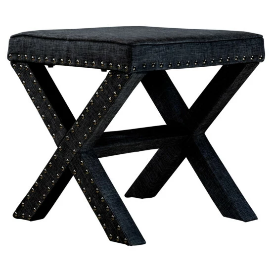 Outlet β Furniture Of America Kyon Traditional Linen X-shaped Ottoman Light Grey π - Image 3