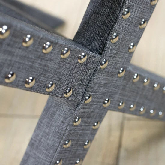 Outlet β Furniture Of America Kyon Traditional Linen X-shaped Ottoman Light Grey π - Image 5