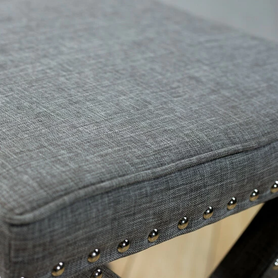 Outlet β Furniture Of America Kyon Traditional Linen X-shaped Ottoman Light Grey π - Image 6