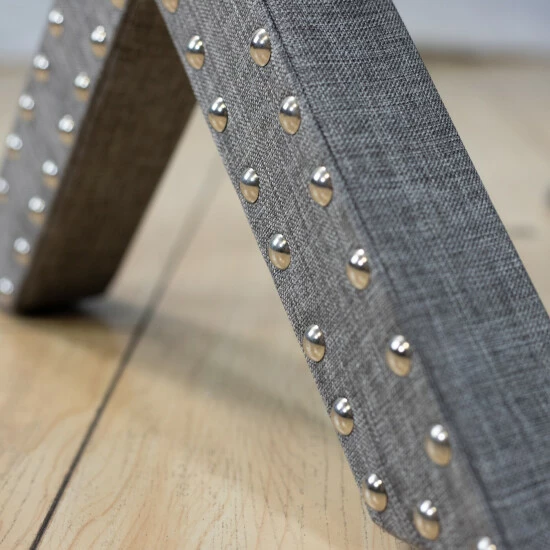 Outlet β Furniture Of America Kyon Traditional Linen X-shaped Ottoman Light Grey π - Image 7