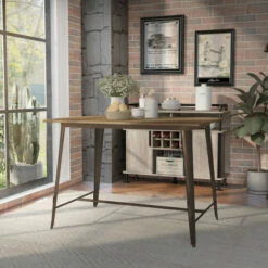 Best reviews of 🤩 Furniture Of America Rish Industrial Brown 54-in Counter Dining Table 👍