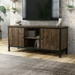 Best Pirce 🧨 Furniture Of America Dele Oak 60-inch Multi-functional Storage TV Console 😀