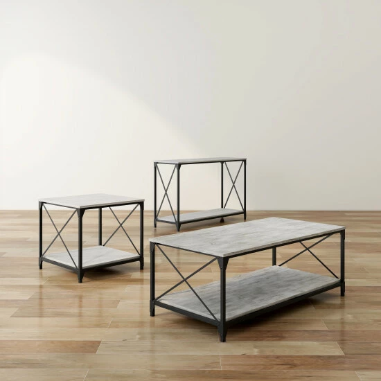 Outlet 🤩 Furniture Of America Eltris Grey 47-inch Coffee Table With 2 Side Tables Set 🥰