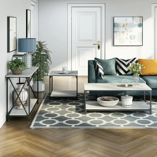 Outlet 🤩 Furniture Of America Eltris Grey 47-inch Coffee Table With 2 Side Tables Set 🥰 - Image 3