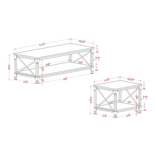 Outlet 🤩 Furniture Of America Eltris Grey 47-inch Coffee Table With 2 Side Tables Set 🥰 - Image 5