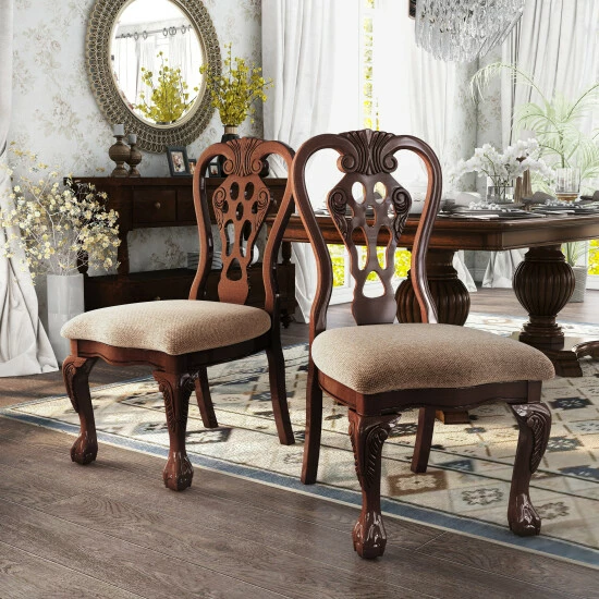 Budget π Furniture Of America Cherry Solid Wood Padded Dining Chairs (Set Of 2) π - Image 2