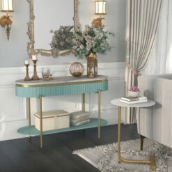 Best reviews of 🎁 Furniture Of America Cara Light Teal Blue & White Accent Table Set 💯