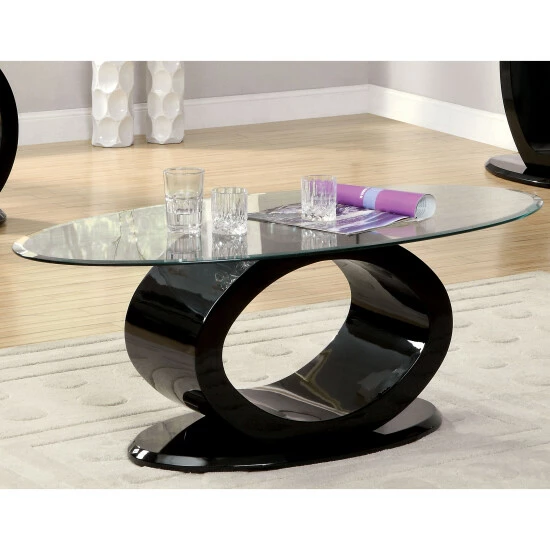 Flash Sale 🎁 Furniture Of America Opelle Modern 47-inch O-shaped Coffee Table Black 👏