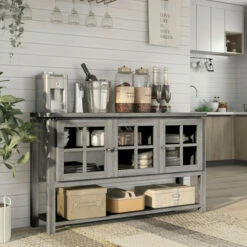 Best deal 🌟 Furniture Of America Wins Modern Farmhouse 5-shelf Buffet Table Black 😍