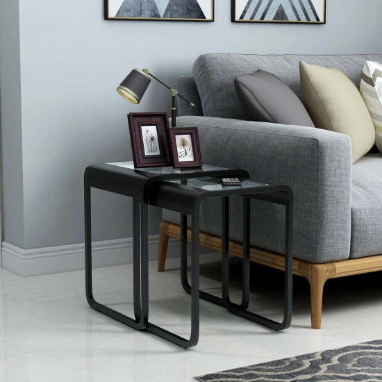 Buy 😀 Furniture Of America Roux Modern Black 18-inch 2-piece Nesting Table Set 👍