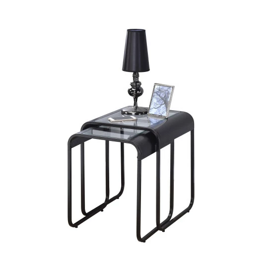 Buy 😀 Furniture Of America Roux Modern Black 18-inch 2-piece Nesting Table Set 👍 - Image 2