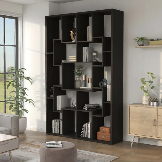 Discount 🌟 Furniture Of America Fora Contemporary Walnut Open Shelf Bookcase 🌟