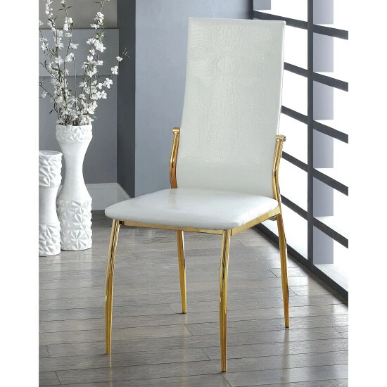 New 👏 Furniture Of America Jile Modern Faux Leather Dining Chairs (Set Of 2) Champagne/white 👍