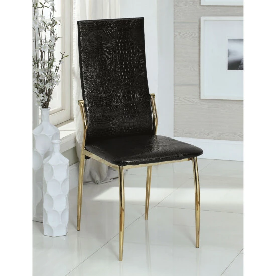 New 👏 Furniture Of America Jile Modern Faux Leather Dining Chairs (Set Of 2) Champagne/white 👍 - Image 2