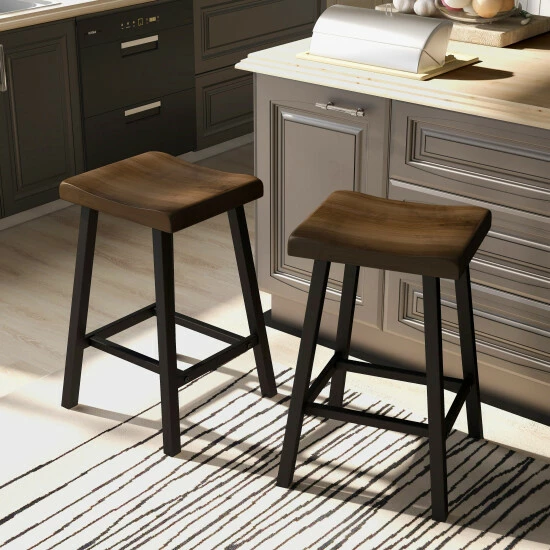 Cheap π Furniture Of America Oak & Black Metal Counter Height Stools, Set Of 2 𧨠- Image 3