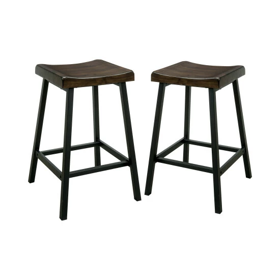 Cheap π Furniture Of America Oak & Black Metal Counter Height Stools, Set Of 2 𧨠- Image 4