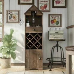 Discount 😉 Furniture Of America Valko Rustic Reclaimed Oak 1-drawer Wine Rack 🧨