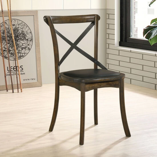 Budget โญ Furniture Of America Dola Rustic Oak Padded Side Chairs (Set Of 2) ๐