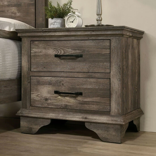 Hot Sale 👍 Furniture Of America Balthasar Gray 3-piece Bed With 2 Nightstands Set 🧨 - Image 3