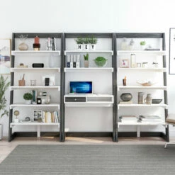 New 🔥 Furniture Of America Liri Modern 34-inch 3-Piece Computer Desk Set Distressed Grey 🔔