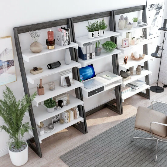 New 🔥 Furniture Of America Liri Modern 34-inch 3-Piece Computer Desk Set Distressed Grey 🔔 - Image 3