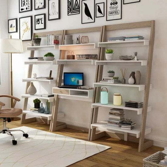 New 🔥 Furniture Of America Liri Modern 34-inch 3-Piece Computer Desk Set Distressed Grey 🔔 - Image 8