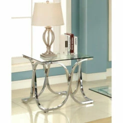 Wholesale 🔥 Furniture Of America Artenia Modern Art 24-inch Chrome Side Table 🌟