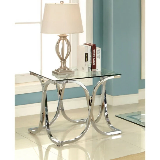 Wholesale 🔥 Furniture Of America Artenia Modern Art 24-inch Chrome Side Table 🌟