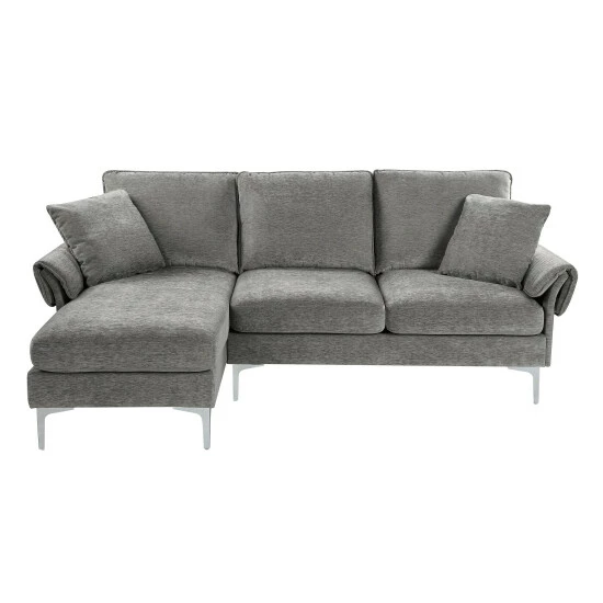 Buy 🔔 Furniture Of America Harkon Contemporary Chenille Padded Sectional Navy 👏 - Image 3