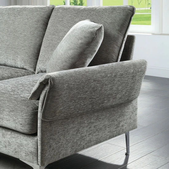 Buy 🔔 Furniture Of America Harkon Contemporary Chenille Padded Sectional Navy 👏 - Image 6