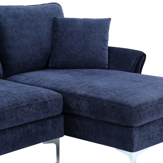 Buy 🔔 Furniture Of America Harkon Contemporary Chenille Padded Sectional Navy 👏 - Image 8