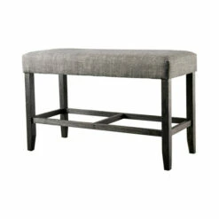 Flash Sale ❤️ Furniture Of America Shap Rustic Linen Fabric Counter Height Bench Grey 💯