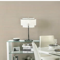 Buy ✨ Furniture Of America Daye Glam Silver Metal Crystals Table Lamp 👏