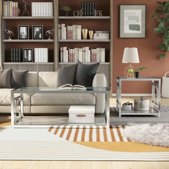 Cheap 🤩 Furniture Of America Gury Chrome 47-inch 2-piece Accent Table Set ⭐ - Image 3