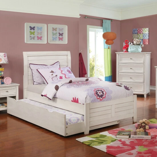 Deals ✨ Furniture Of America Dospat Traditional Solid Wood Planked Panel Bed Antique White 🥰 - Image 2