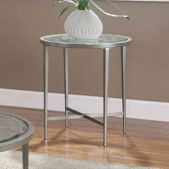 Budget 🧨 Furniture Of America Fage Contemporary Silver 21-inch Side Table ⌛