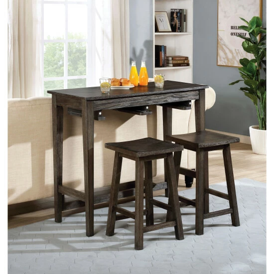 Budget ❤️ Furniture Of America Flaros Farmhouse Solid Wood 3-piece Bar Table Set Espresso 🎉 - Image 3