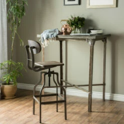 Best deal 🧨 Furniture Of America Damien Industrial Adjustable Swivel Bar Chair Cappuccino 🌟