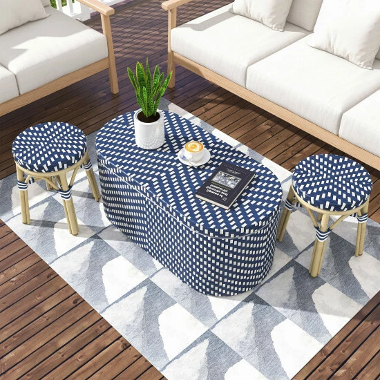 Wholesale 😀 Pagler Patio Nesting Storage Table & Stools By Furniture Of America Grey 🔔 - Image 4