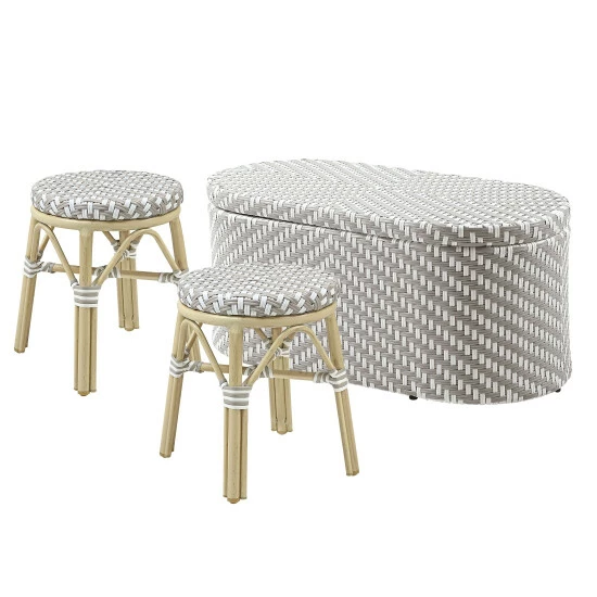 Wholesale 😀 Pagler Patio Nesting Storage Table & Stools By Furniture Of America Grey 🔔 - Image 5